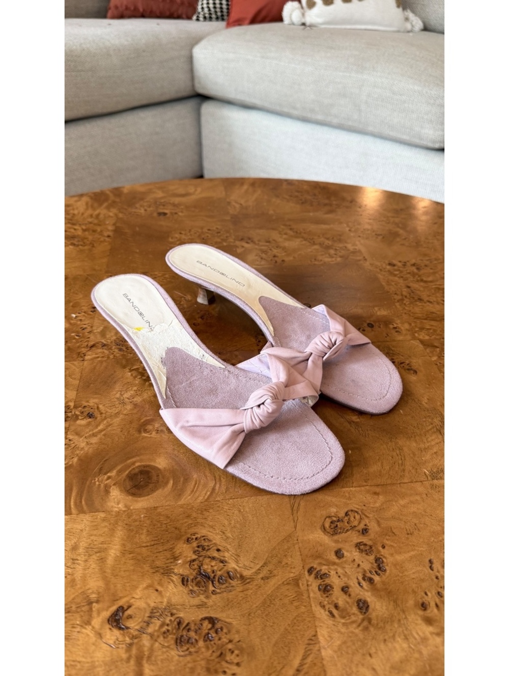 Bandolino lavender Kitten Heel Slide Sandals with Knot Detail